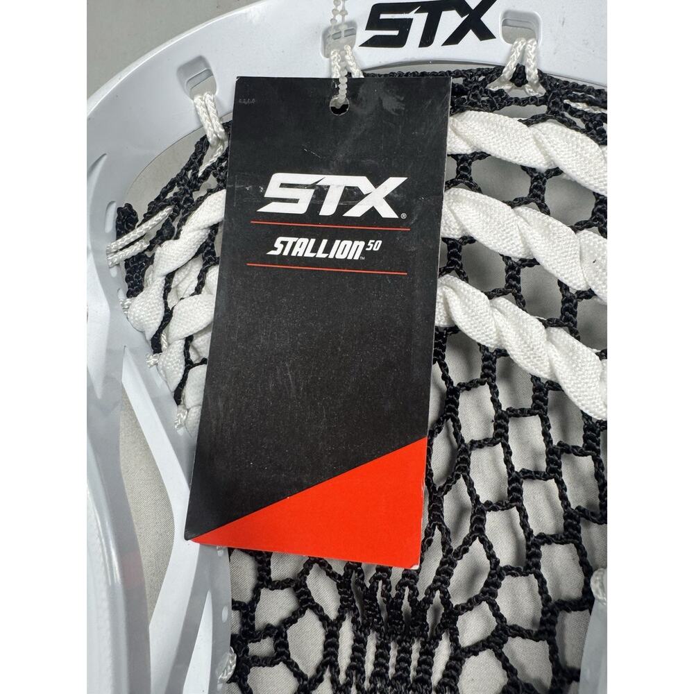 STX Stallion 50 Lacrosse Stick Complete White Black Mesh Attack Midfield - Picture 4 of 8